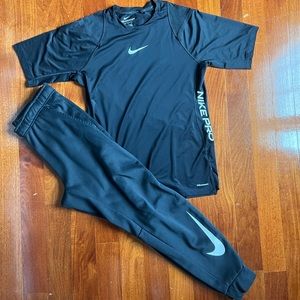 NIKE Men’s short sleeve AEROADAPT shirt and NIKE PRO jogger
